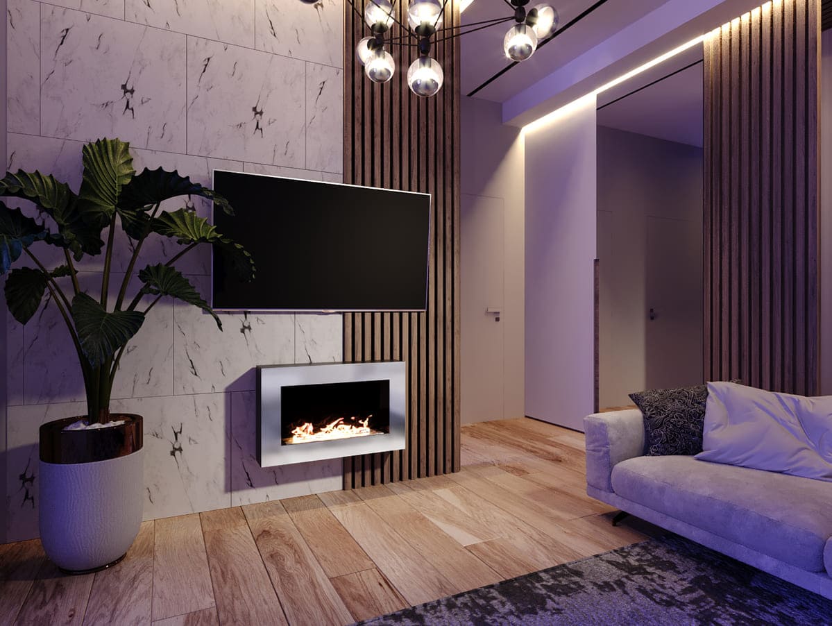 Биокамин "Русский огонь" Хай-тек 800N настенный (высота 500мм.) с защитным стеклом по цене 32 850 руб.