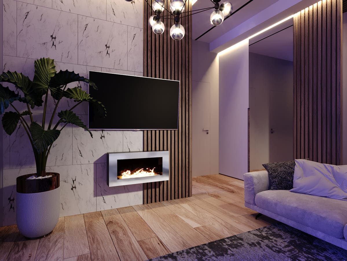 Биокамин "Русский огонь" Хай-тек 800N настенный с декоративным стеклом (стемалитом) по цене 33 500 руб.