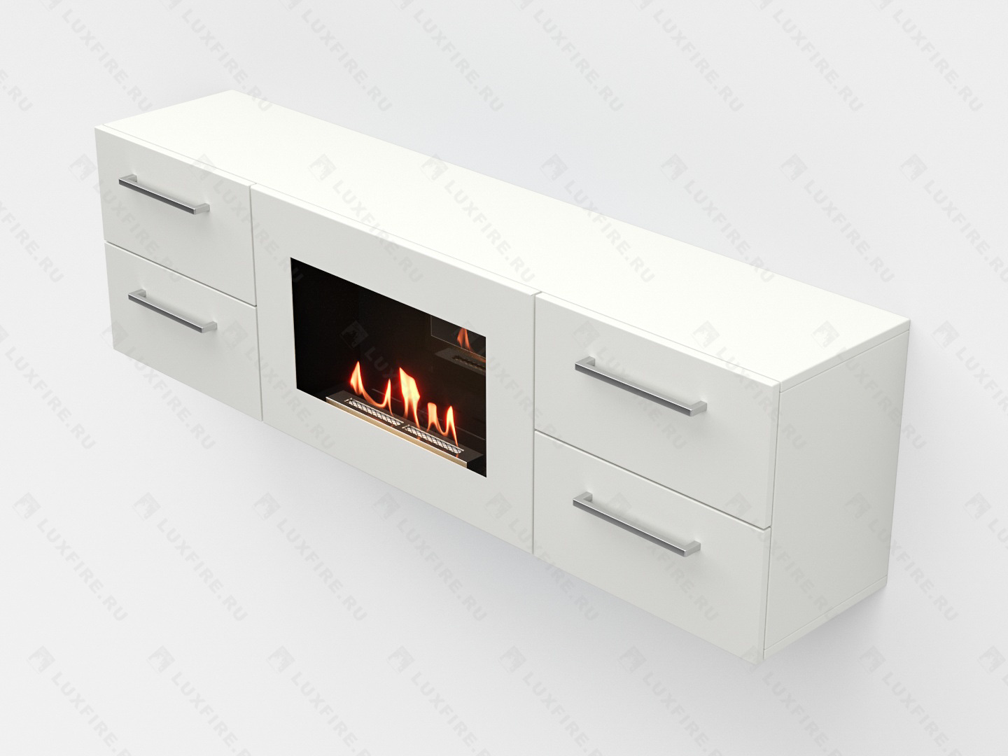 Тумба ТВ Lux Fire "Белая Роза" настенная 1400, с белым биокамином по цене 91 470 руб.