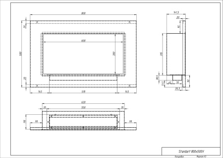 Биокамин "Русский огонь" Лофт 800V встраиваемый (высота 500мм.) по цене 19 800 руб.