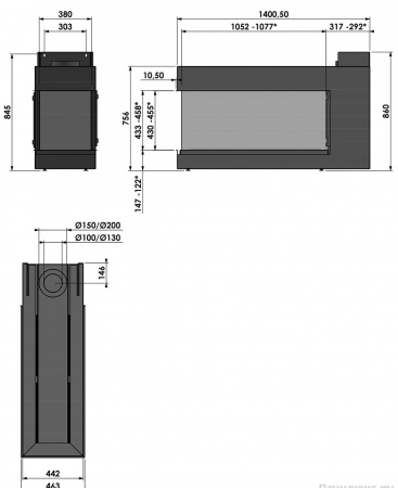 Газовый камин BellFires Room Divider Large 3 Газовый камин BellFires Room Divider Large 3